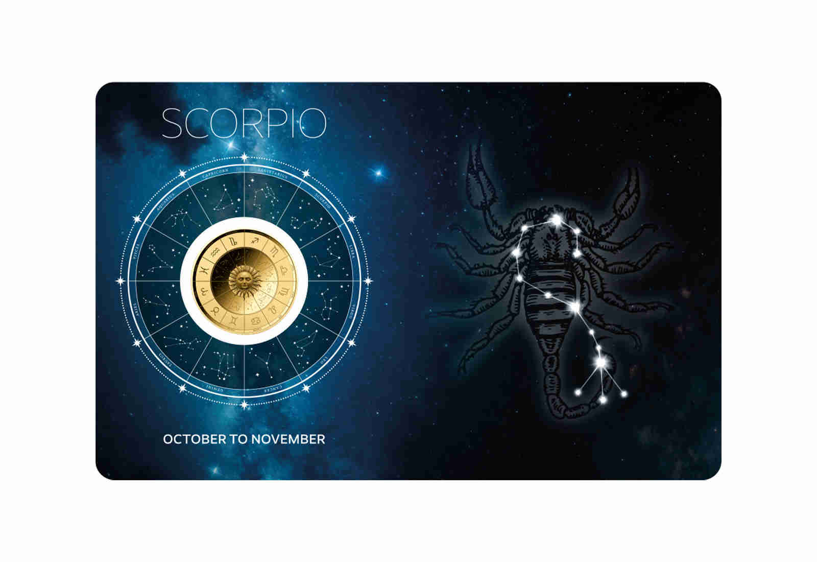 Goldmünze Sternzeichen Skorpion Coincard Feinheit 999/1000 Gold Geschenk