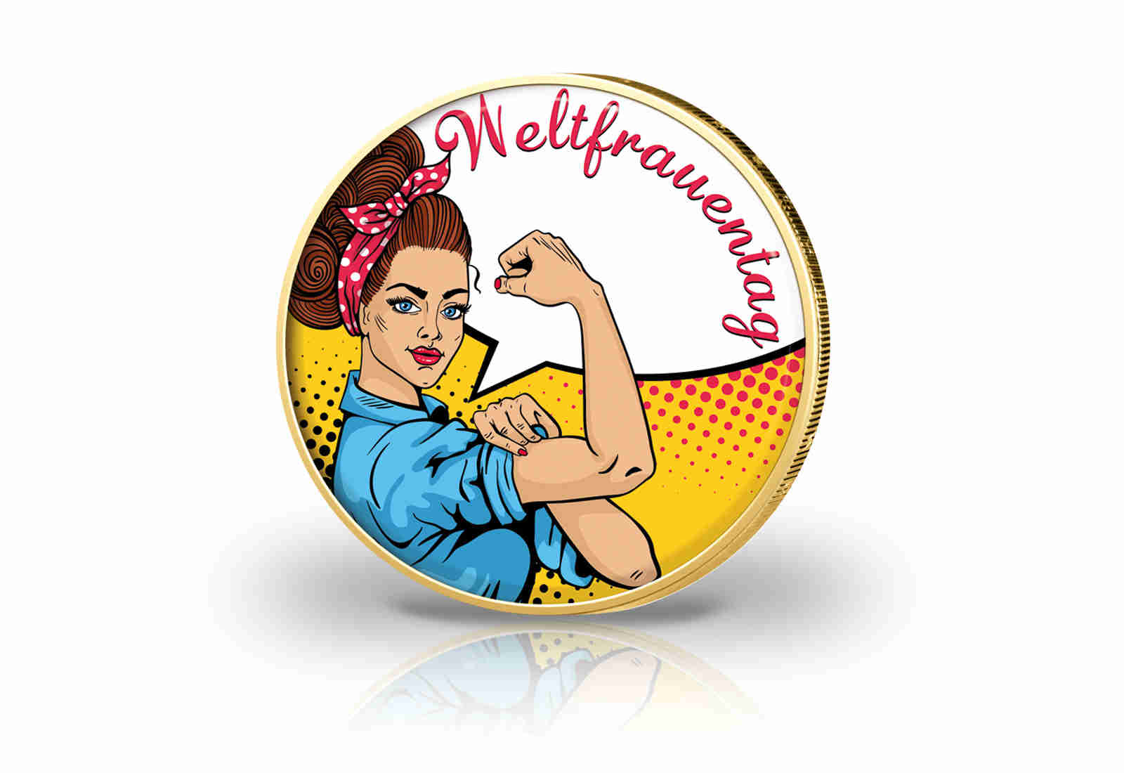2 Euro mit Farbmotiv und 24 Karat Goldauflage Weltfrauentag