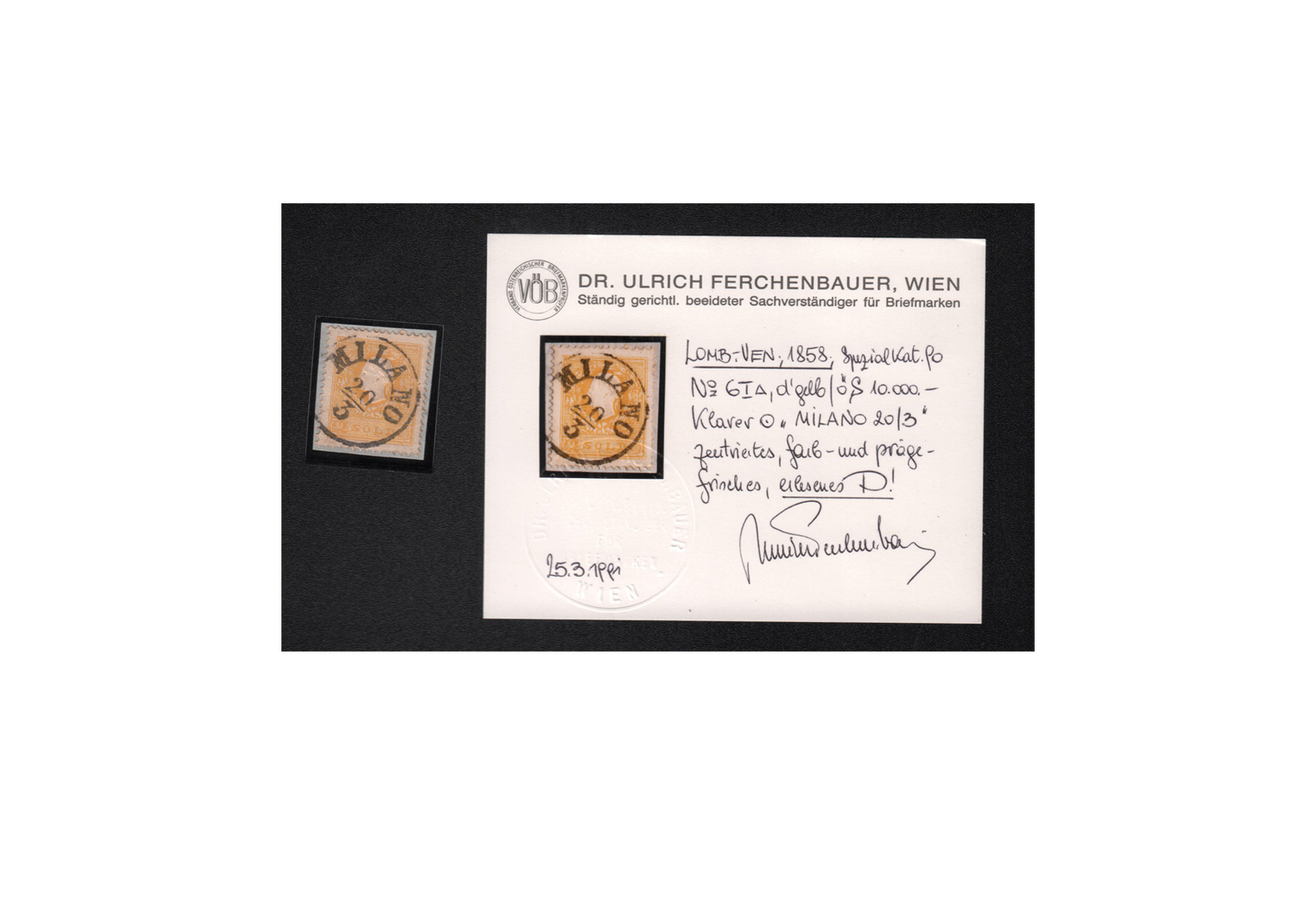 Österreich Lombardei-Venetien ANK-Nr. 6 I b gest. Fotobefund Ferchenbauer