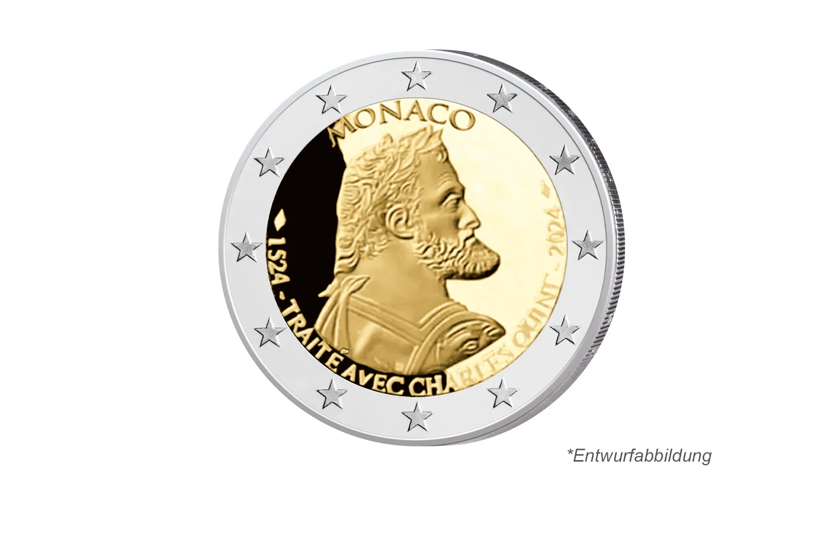 2 Euro 2024 Monaco 500. Jahre Vertrag mit Karl V. PP