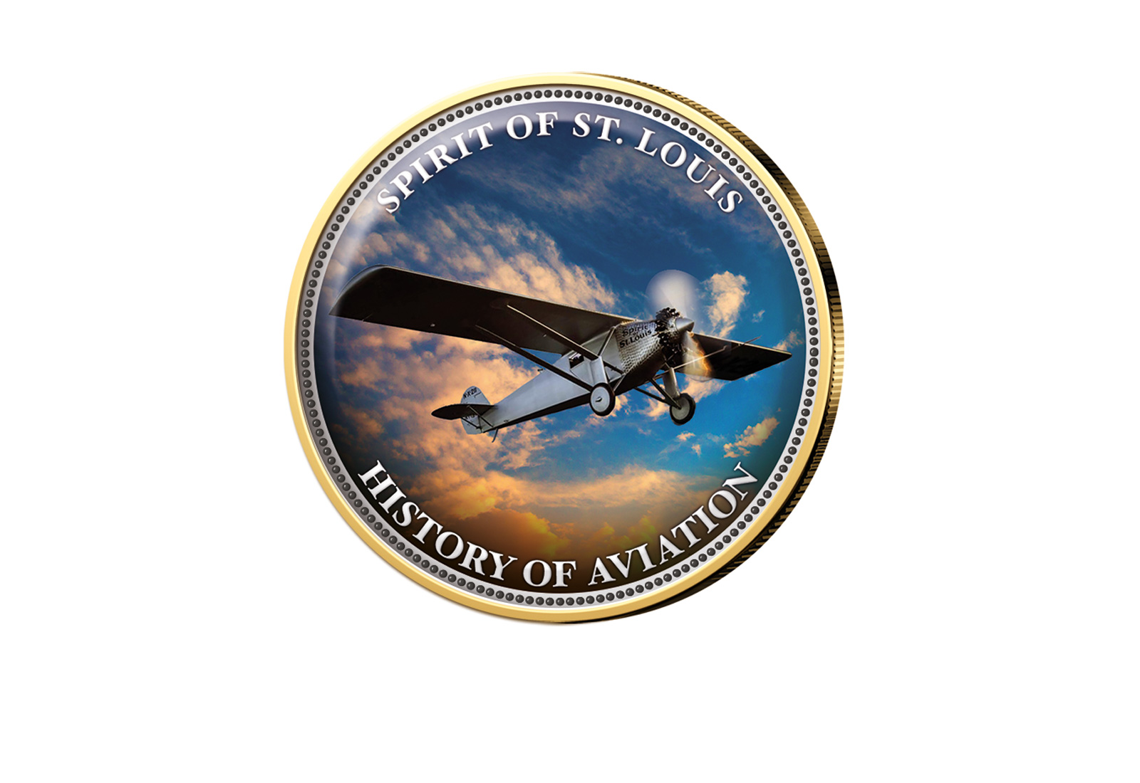 2 Euro vergoldet Spirit of St. Louis mit Farbmotiv