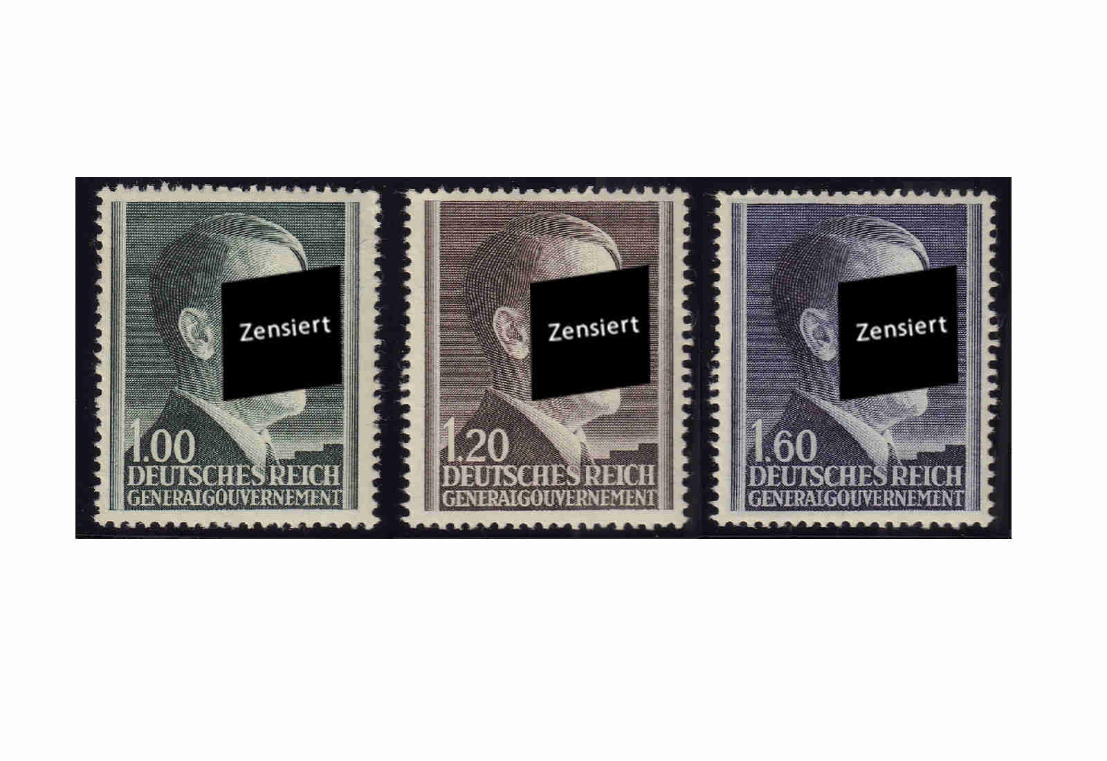 Generalgouvernement Freimarken: Adolf Hitler 1942 Michel Nr. 86/88 B postfrisch