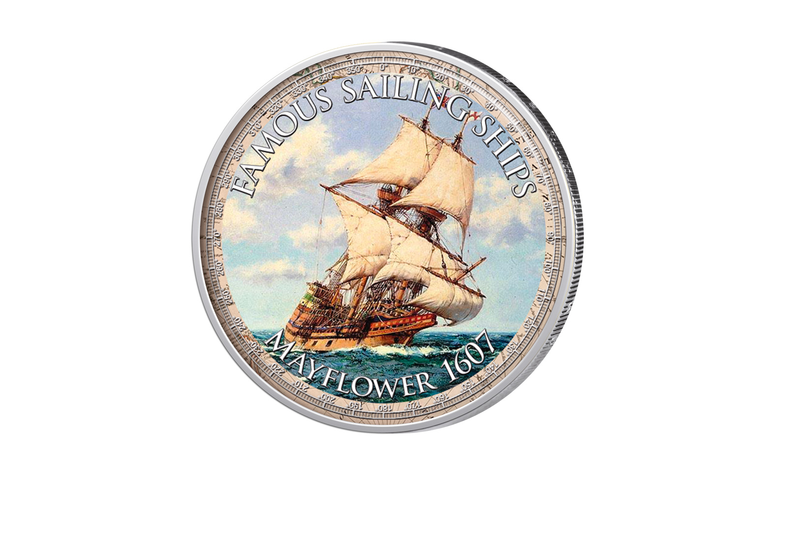 2 Euro mit Farbapplikation Mayflower 1607 Berühmte Segelschiffe