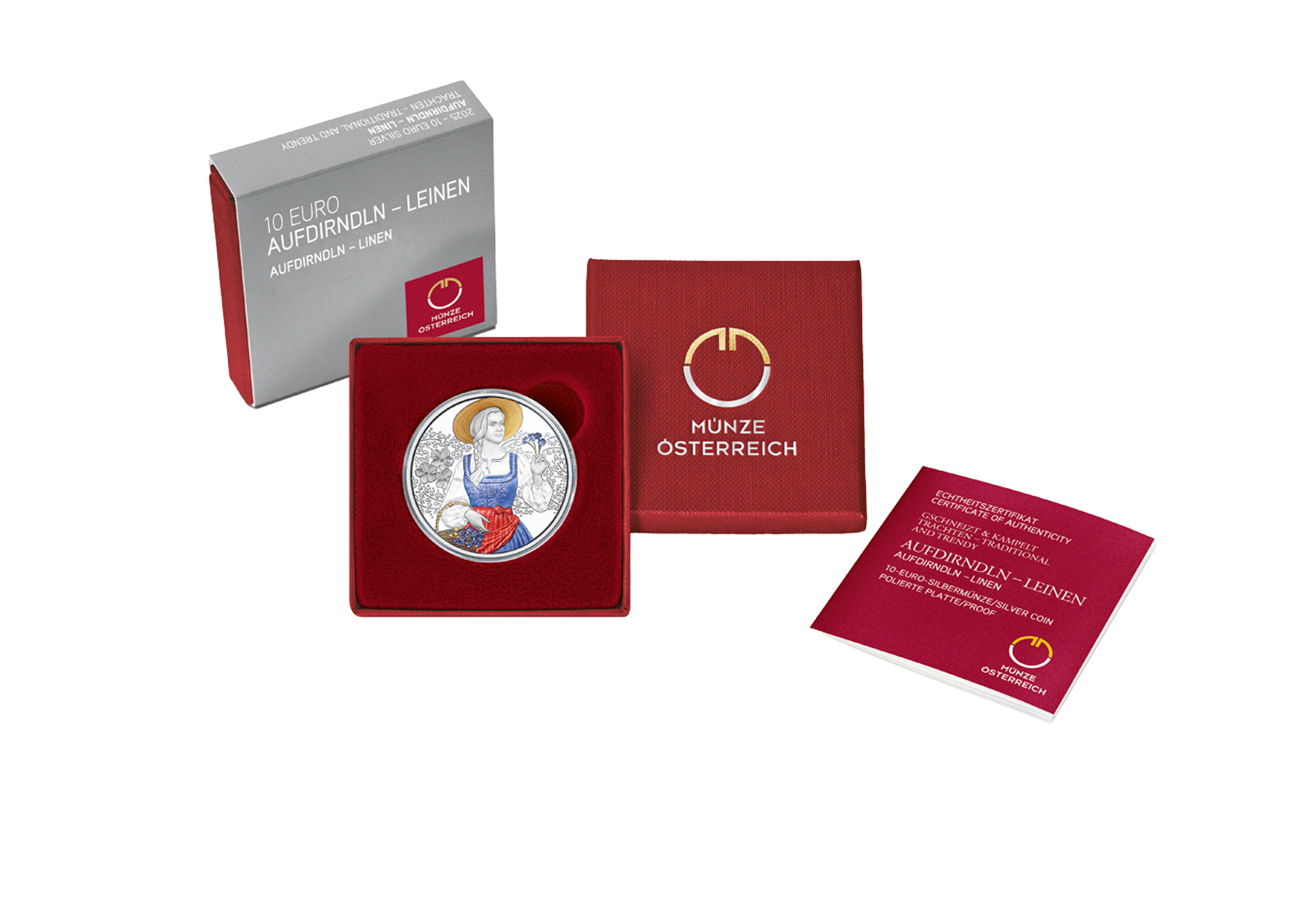 10 Euro Silbermünze 2025 Österreich Aufdirndln - Leinen PP
