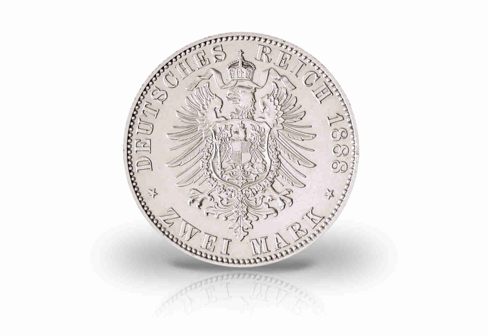 2 Mark 1892-1914 Deutsches Kaiserreich Württemberg Wilhelm II. Jaeger-Nr. 174