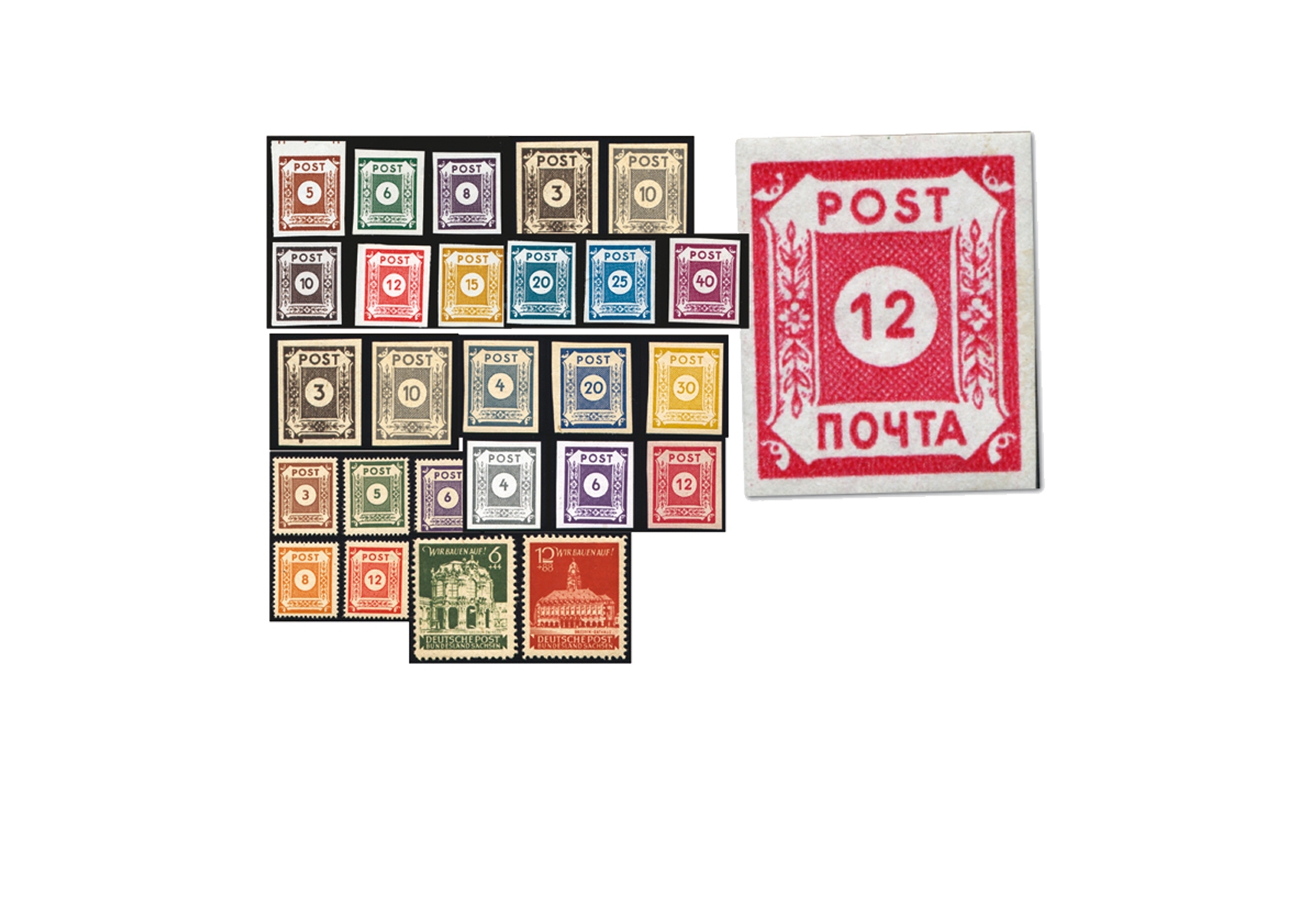 Briefmarken SBZ Ostsachsen Komplett-Kollektion inkl. Potschta Michel-Nr. 42/65 postfrisch