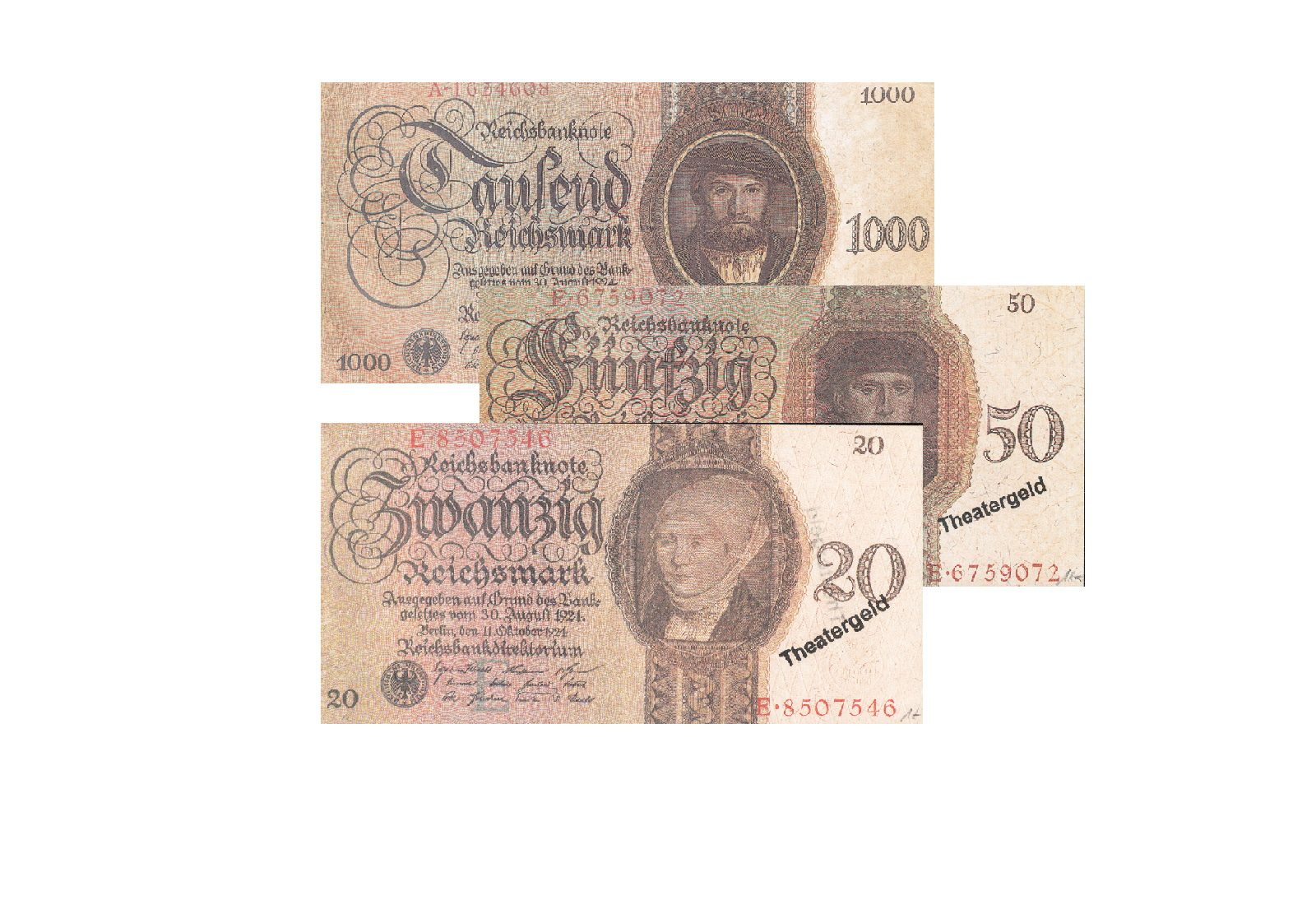 Faksimiles v. Reichsbanknoten der Serie 1924