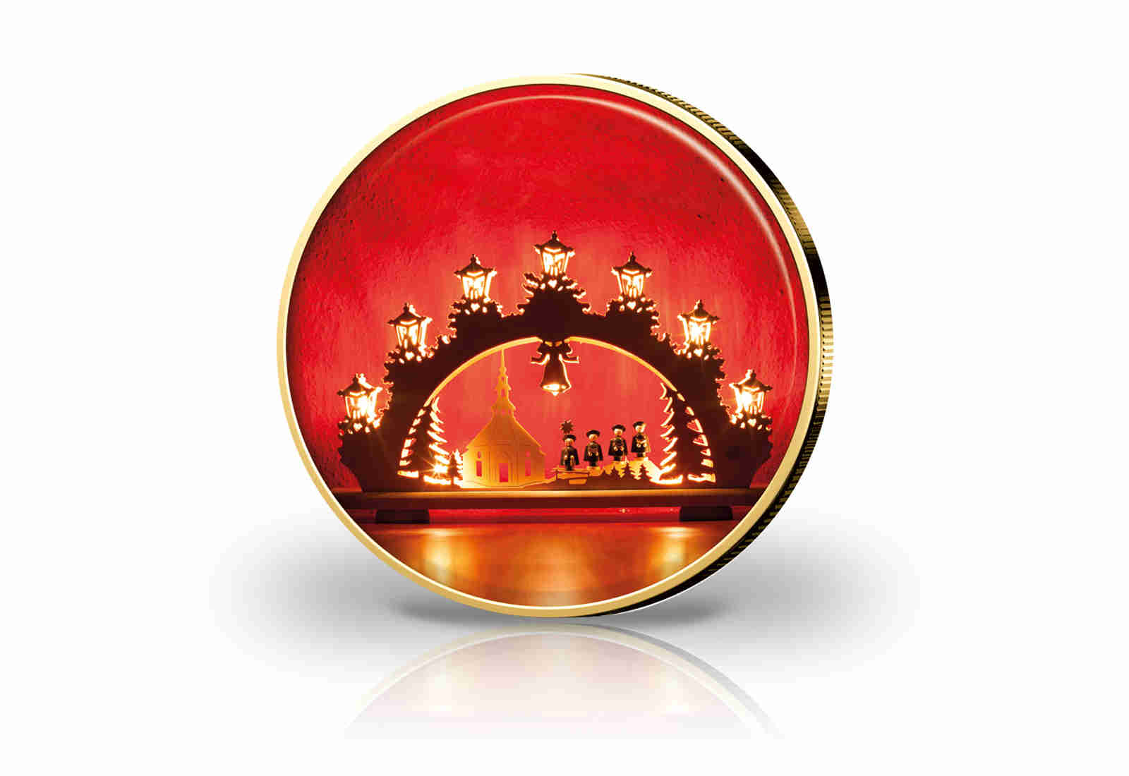 2 Euro vergoldet Weihnachten mit Farbmotiv