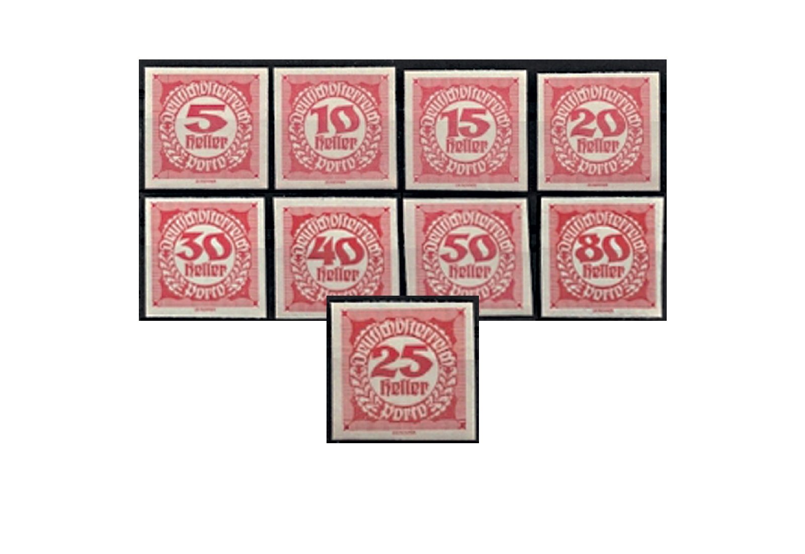 Österreich Portomarken Ausgabe 1920 II Michel Nr. P 93/101 postfrisch