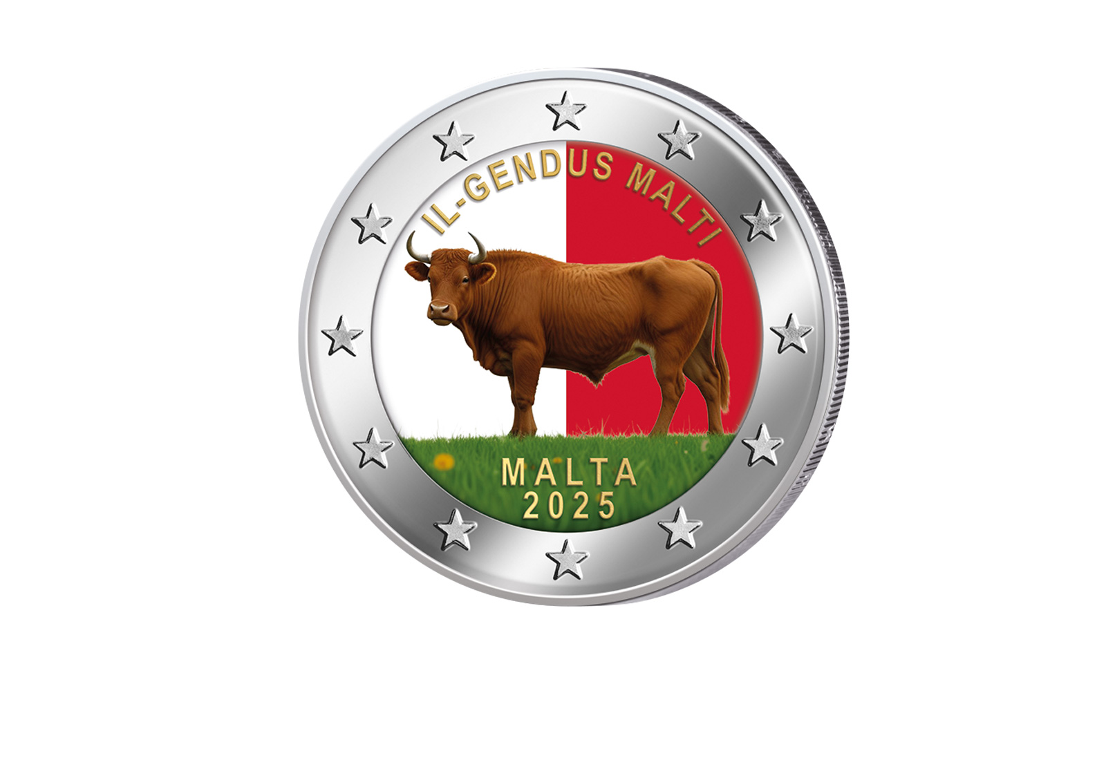 2 Euro 2025 Malta Maltesischer Ochse mit Farbapplikation
