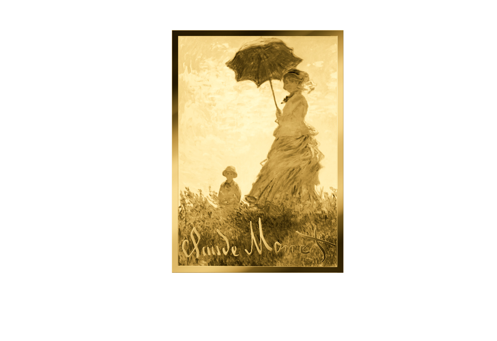 Goldmünze Motiv "Frau mit Sonnenschirm und Sohn" Coincard 999/1000 Gold Geschenk