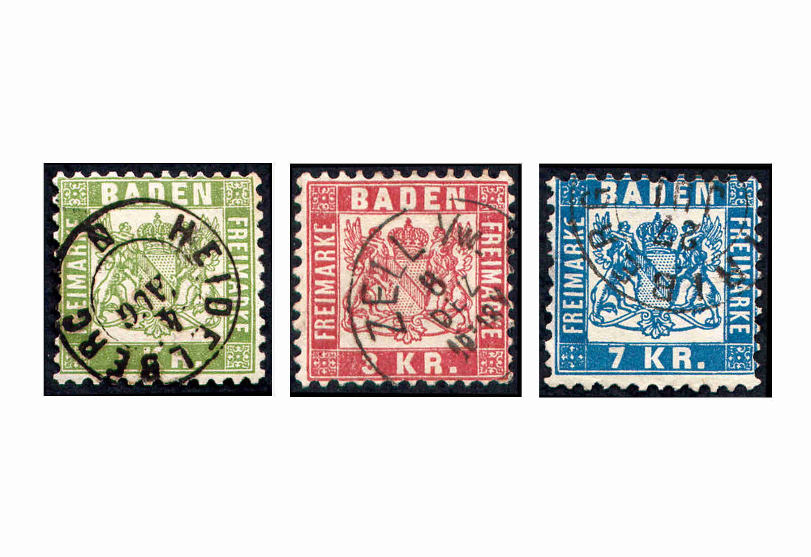 Baden MiNr.: 23-25 gest. im Set