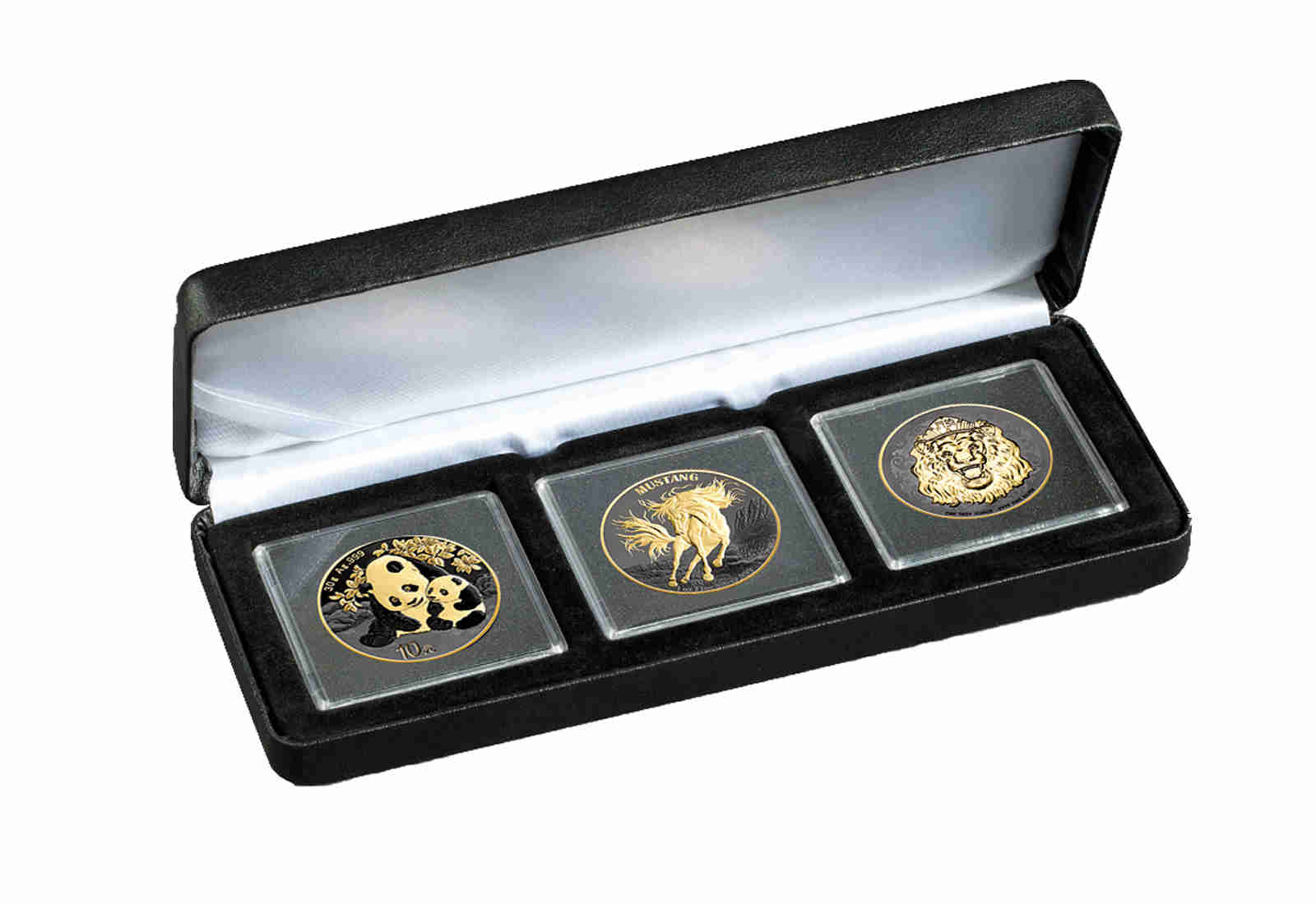 3er Deluxe Set 1 oz Silber 2024 mit Ruthenium und Goldapplikation im Etui