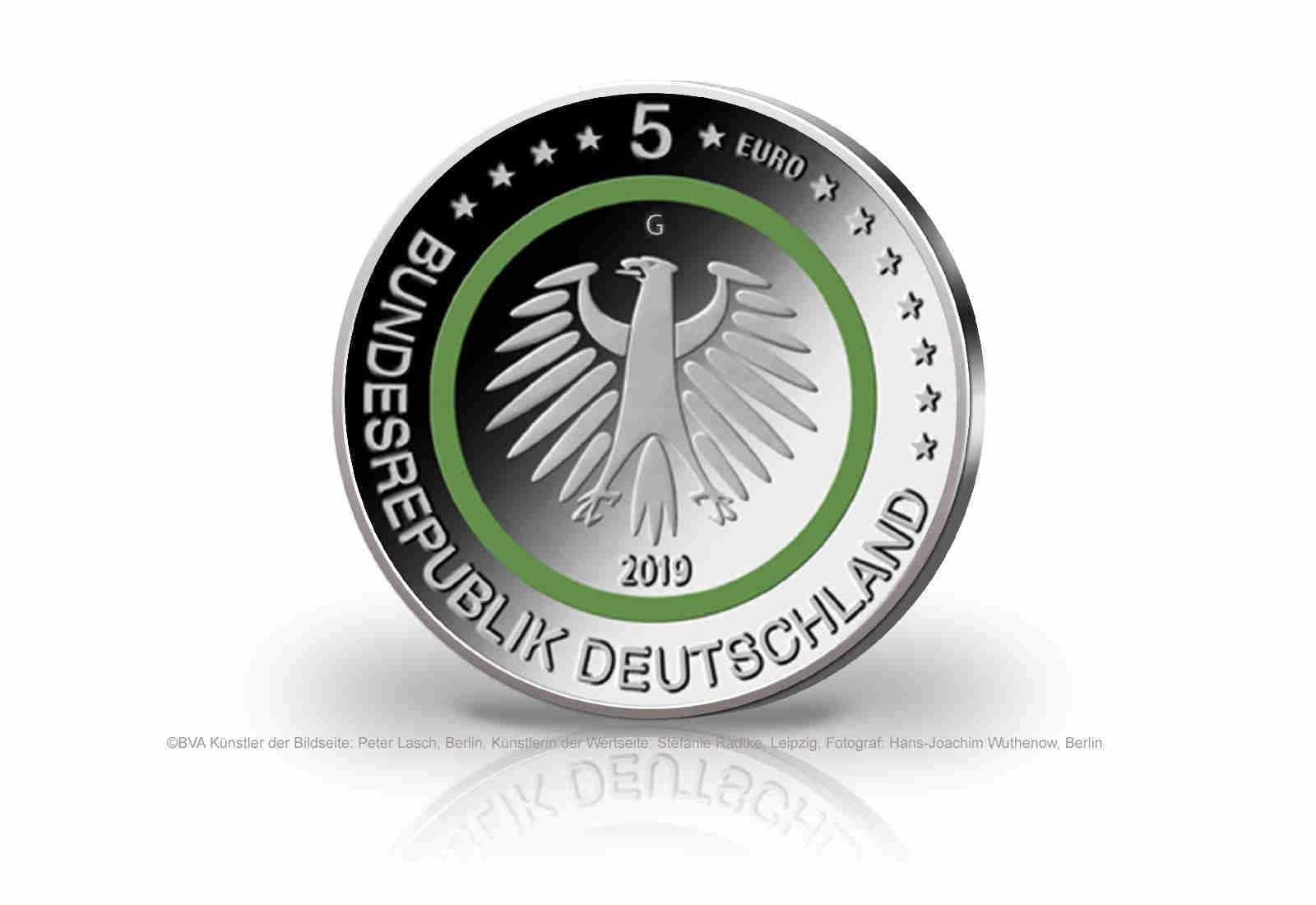 5 Euro 2019 Deutschland Gemässigte Zone mit Polymerring PP Prägestätte G