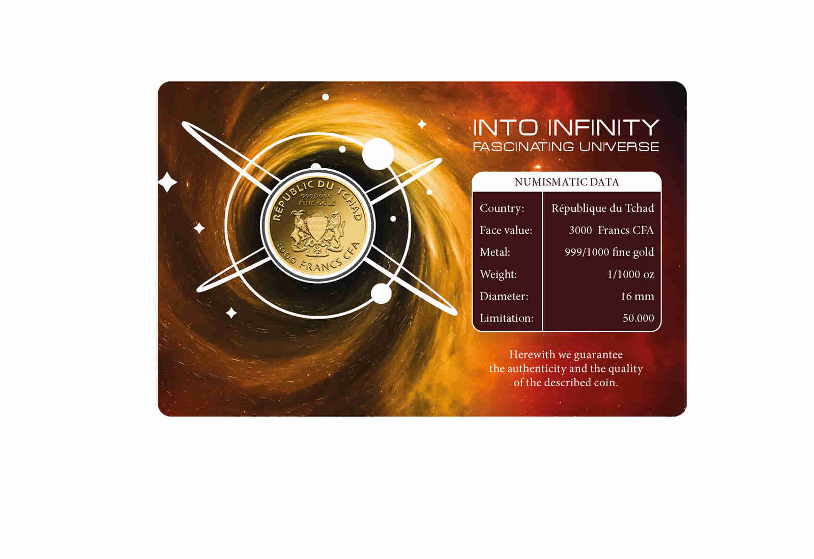 Goldmünze Motiv "Schwarzes Loch" Coincard 999/1000 Gold Geschenk