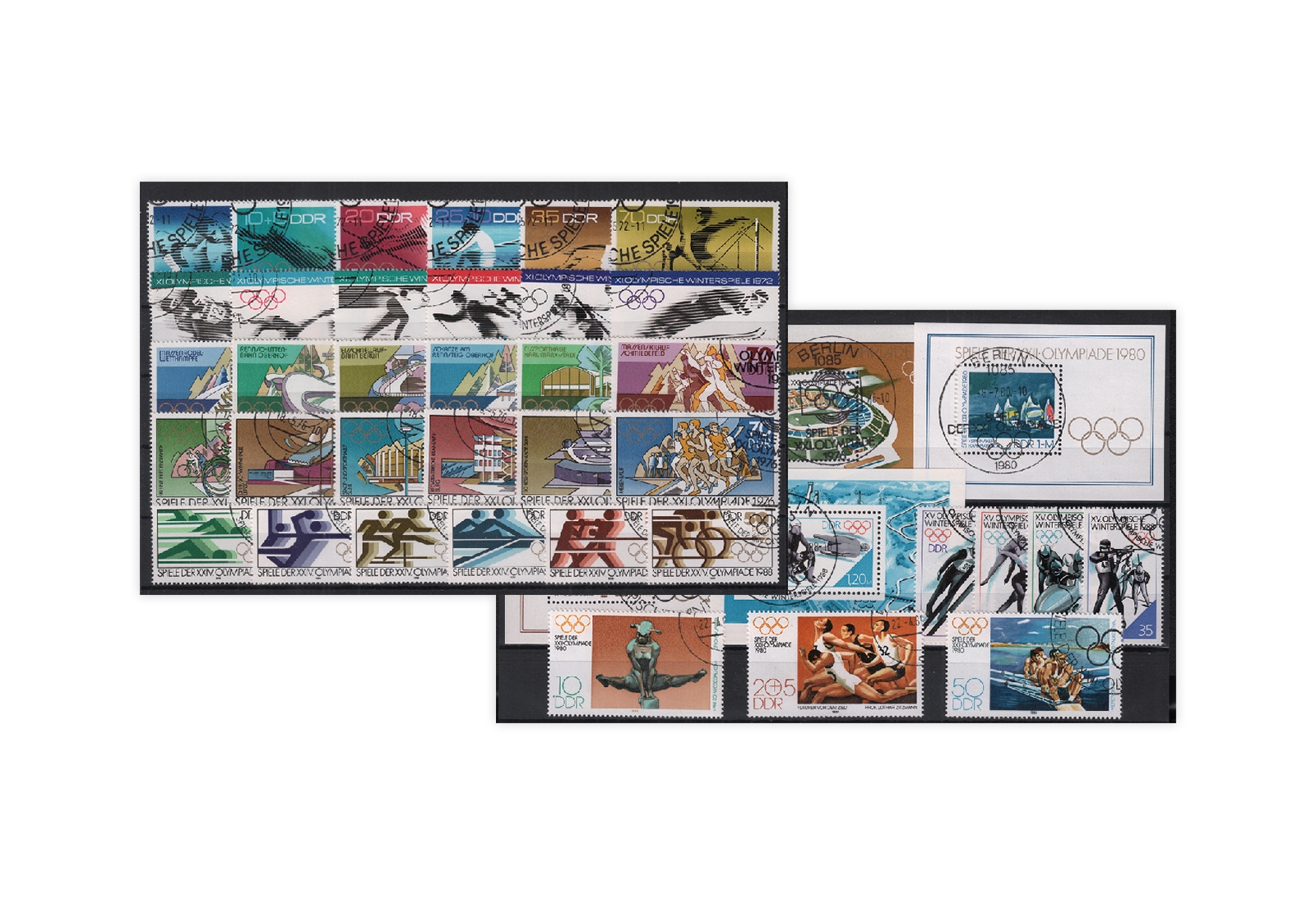 Briefmarken DDR Olympiade 12 Ausgaben auf Steckkarte gestempelt
