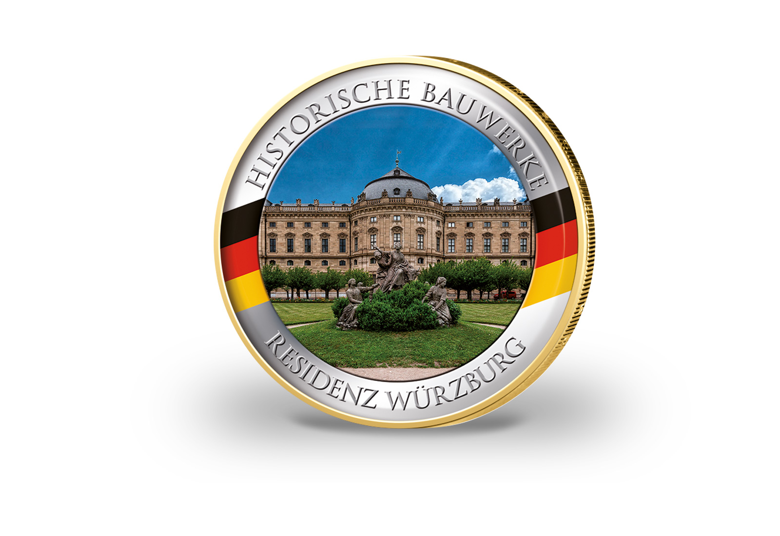 2 Euro vergoldet Residenz Würzburg mit Farbmotiv