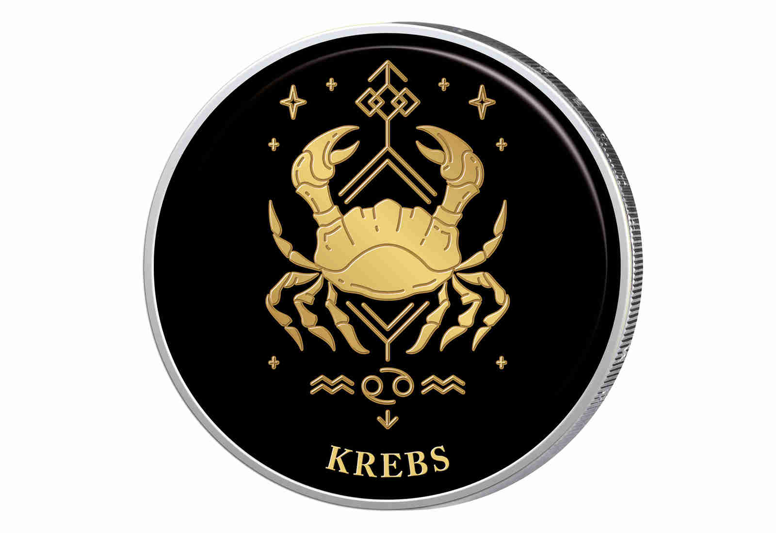 2 Euro mit Farbapplikation Sternzeichen Krebs