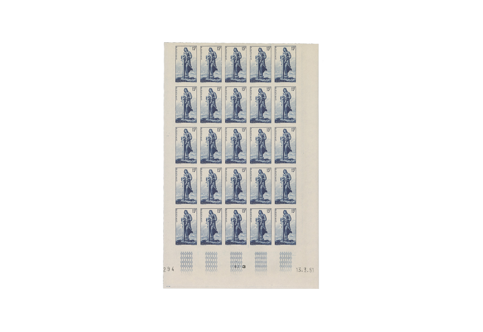 Monaco Yv. 351 a ** im ungezähnten Bogen
