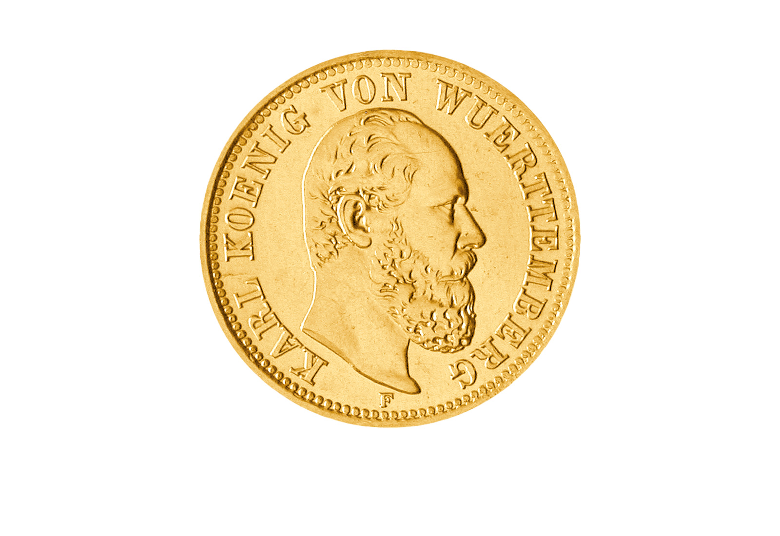 20 Mark 1872-1873 Kaiserreich Karl von Württemberg Jaeger-Nr. 290