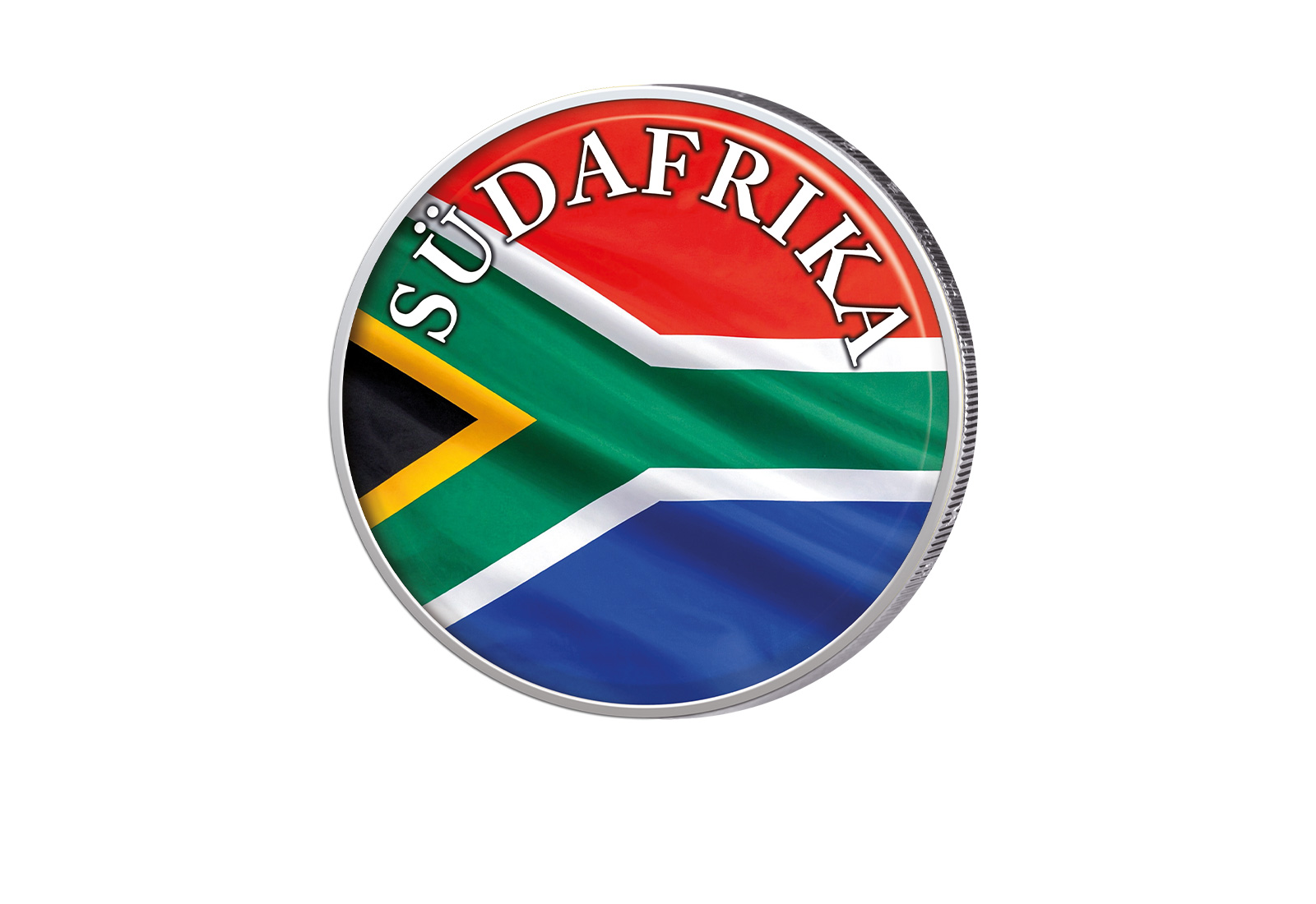 2 Euro mit Farbapplikation Südafrika Flagge