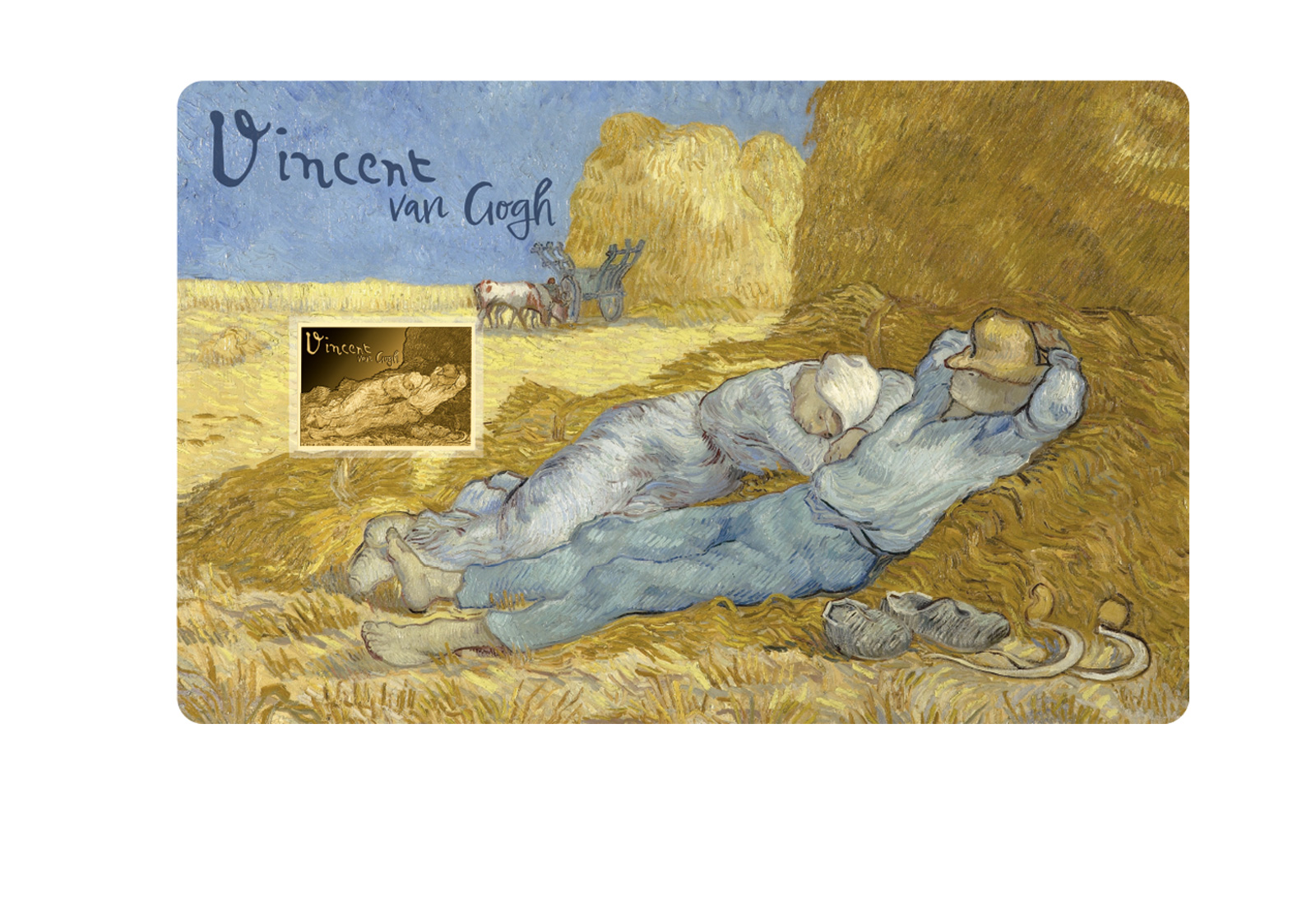 Goldmünze Motiv "Mittagsrast - Vincent van Gogh" Coincard 999/1000 Gold Geschenk