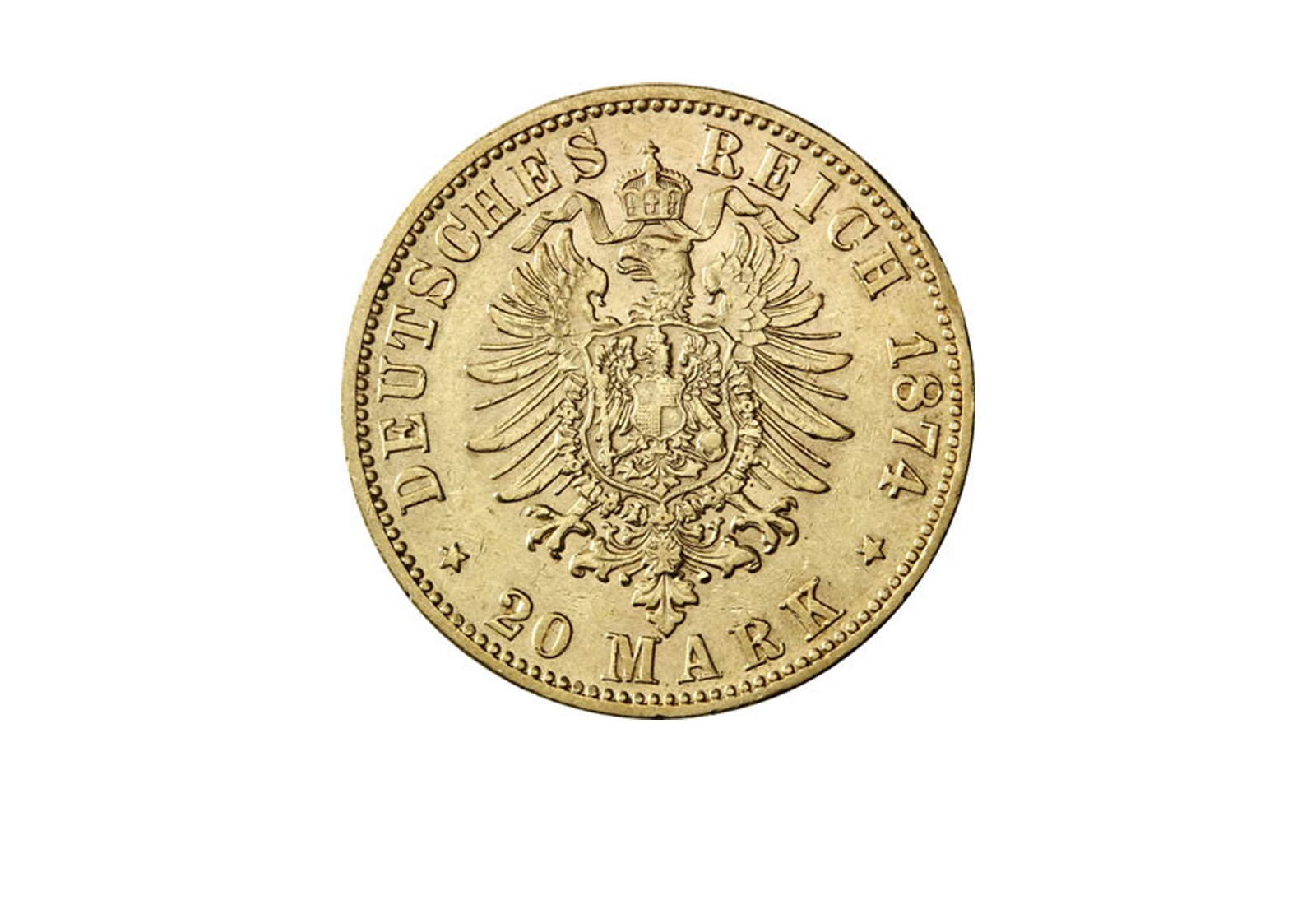 20 Mark 1874-1878 Kaiserreich Ludwig II. von Bayern Jaeger-Nr. 197
