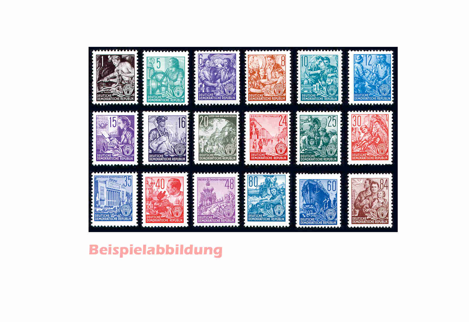DDR 1953 Fünfjahrplan-Sätze MiNr:: 362/79** + 405/22** im Set