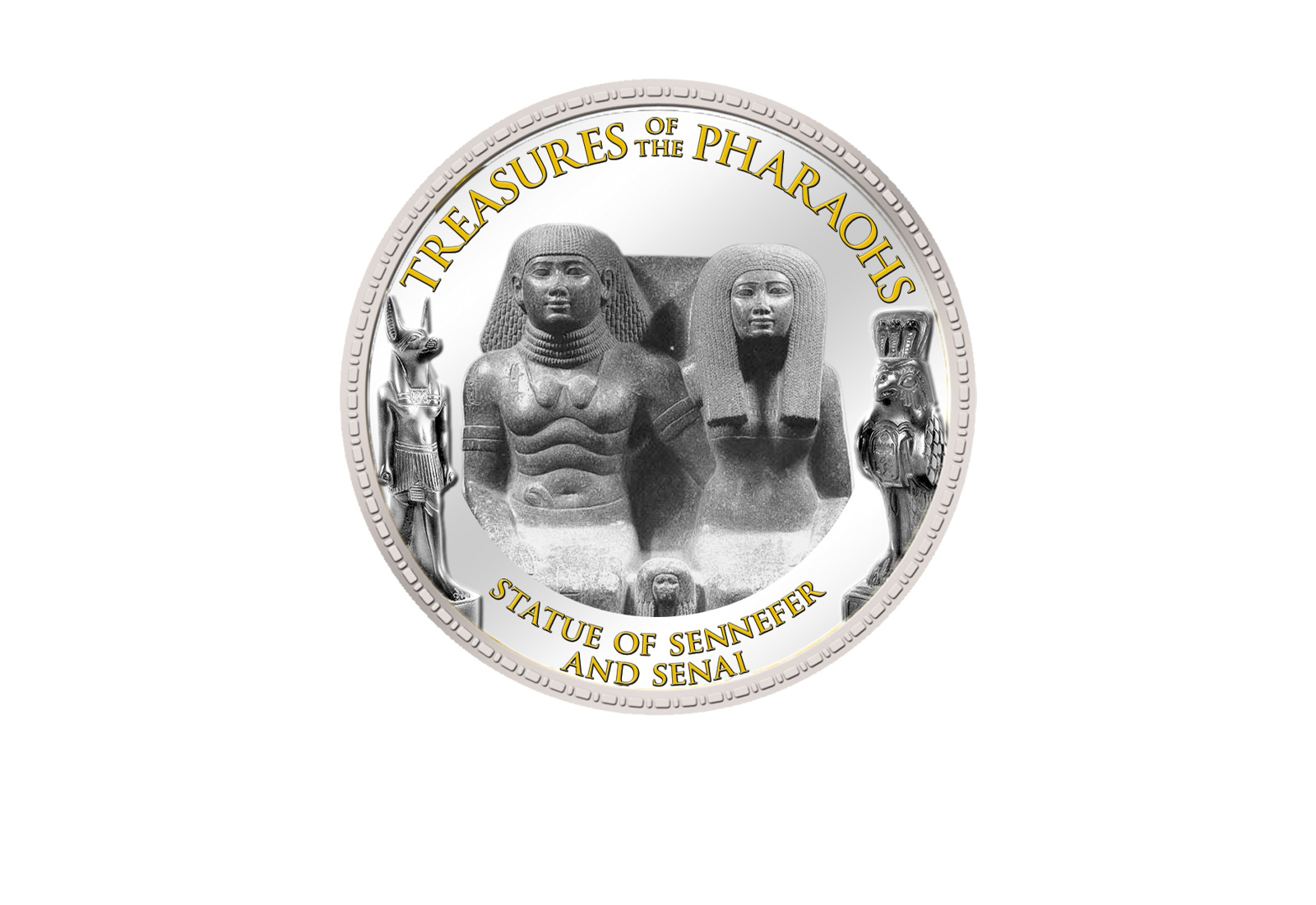 1 Pfund Ägypten Statue Senefer und Senai, 999,9 Goldauflage mit Farbmotiv