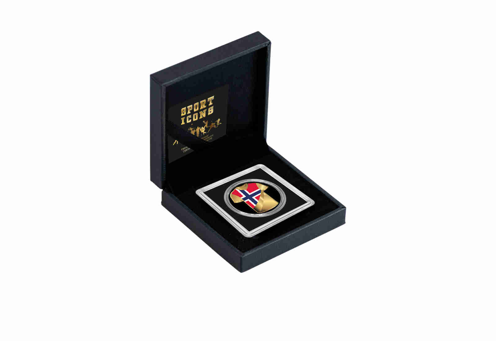 Goldmünze Motiv "Trikot Norwegen" 999/1000 Gold im Geschenketui