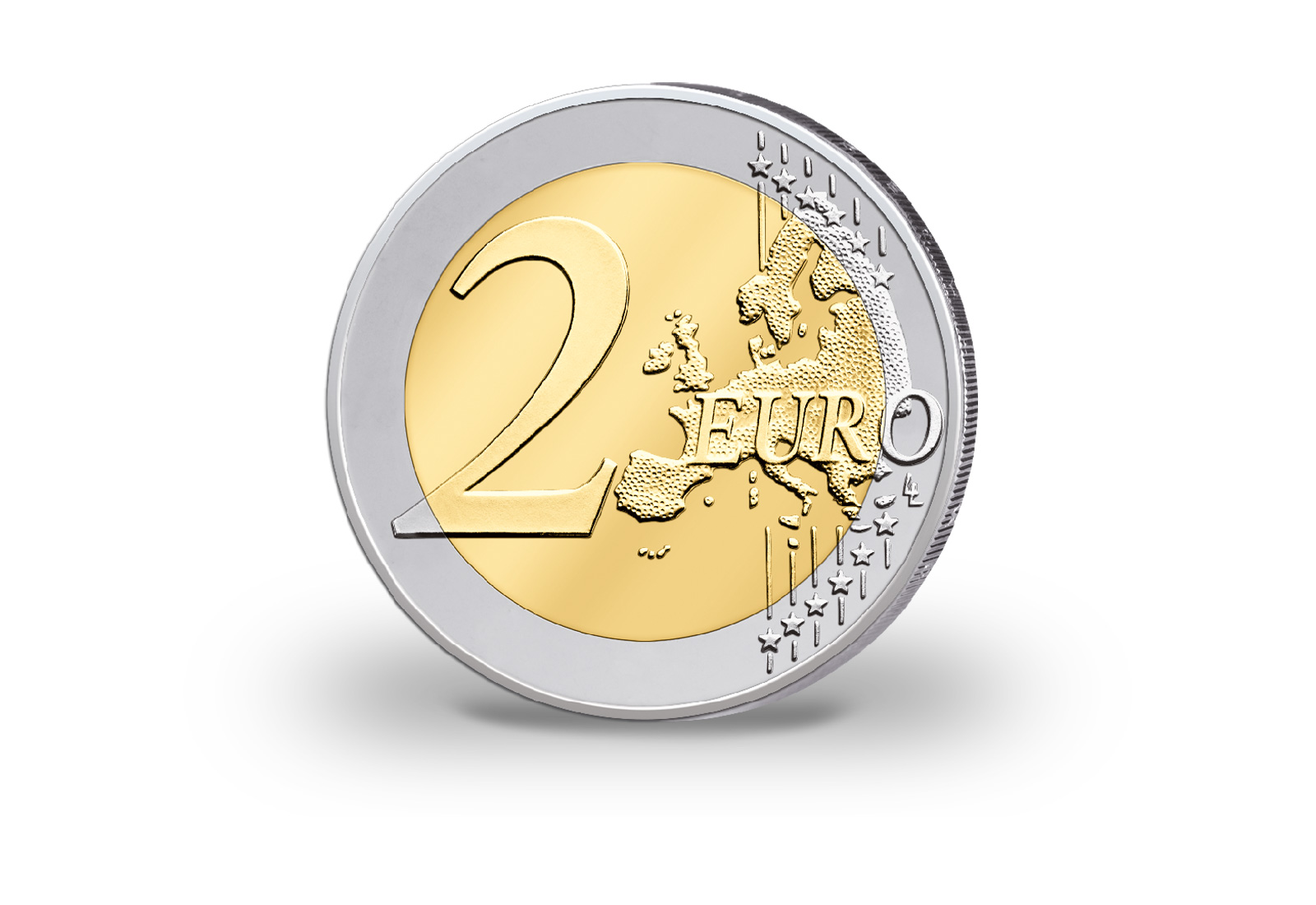 2 Euro vergoldet Rumänien Flagge mit Farbmotiv