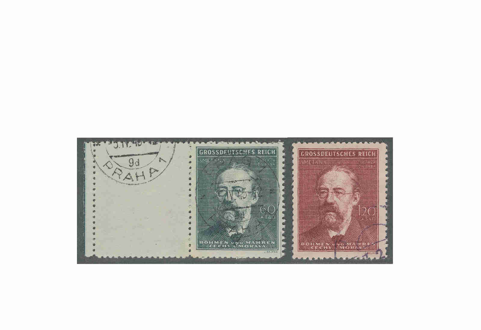 Briefmarken Böhmen und Mähren Todestag Smetana Michel-Nr. 138 - 139 postfrisch