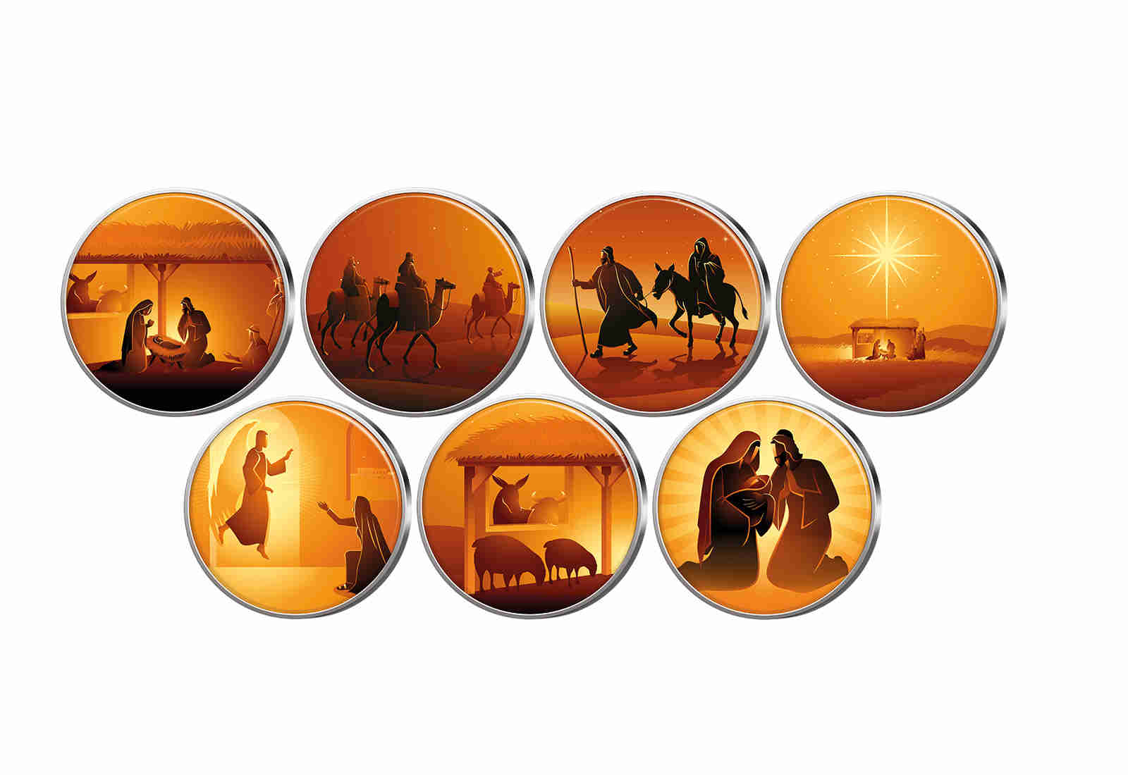 Weihnachten 7er Kollektion mit Farbapplikation im Etui inkl. Zertifikat