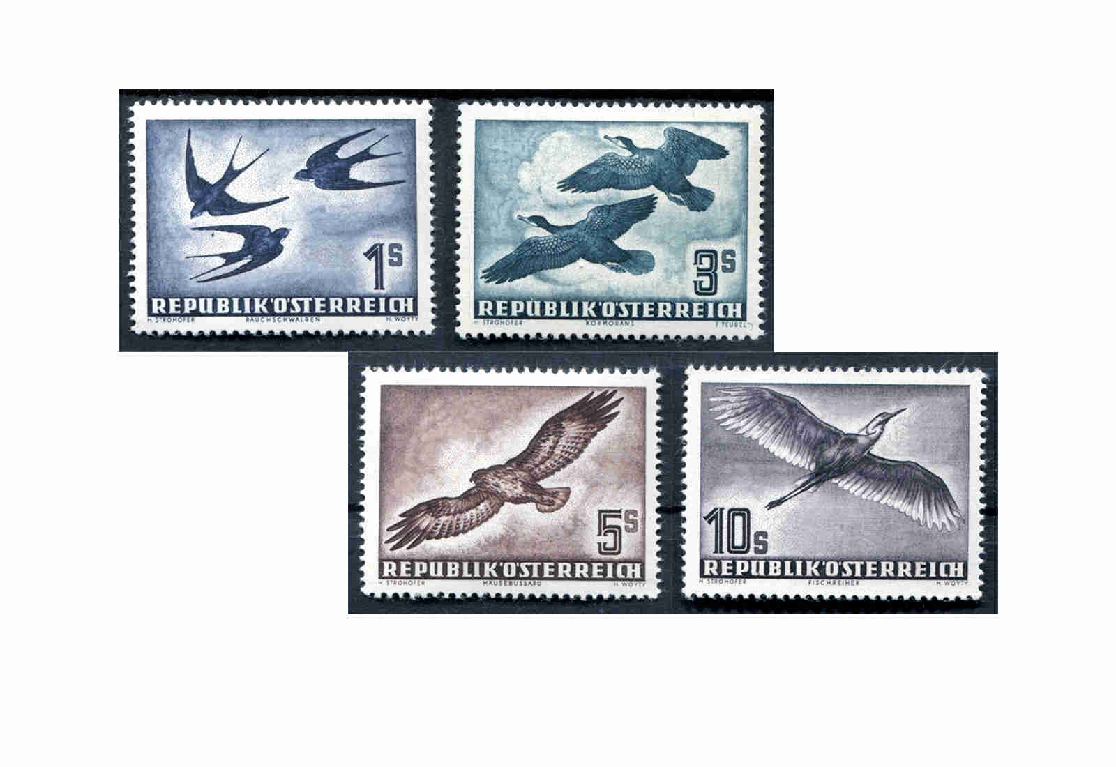 2. Republik Österreich Vögel 1953 Mi.Nr. 984/987 Falz