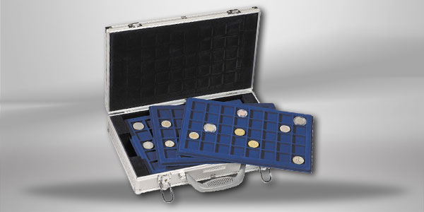 Münzkoffer aus Aluminium für 190 Münzen