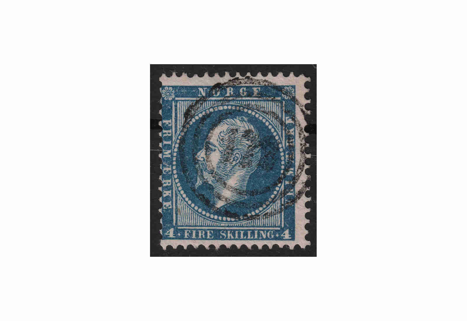 Norwegen Freimarke: König Oskar I. 1856/7 NOR Michel Nr. 4 gestempelt