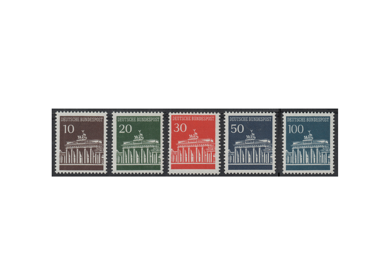 BRD Freimarken Brandenburger Tor 1966 bis 1967 Michel Nr. 506 bis 510 w postfrisch  