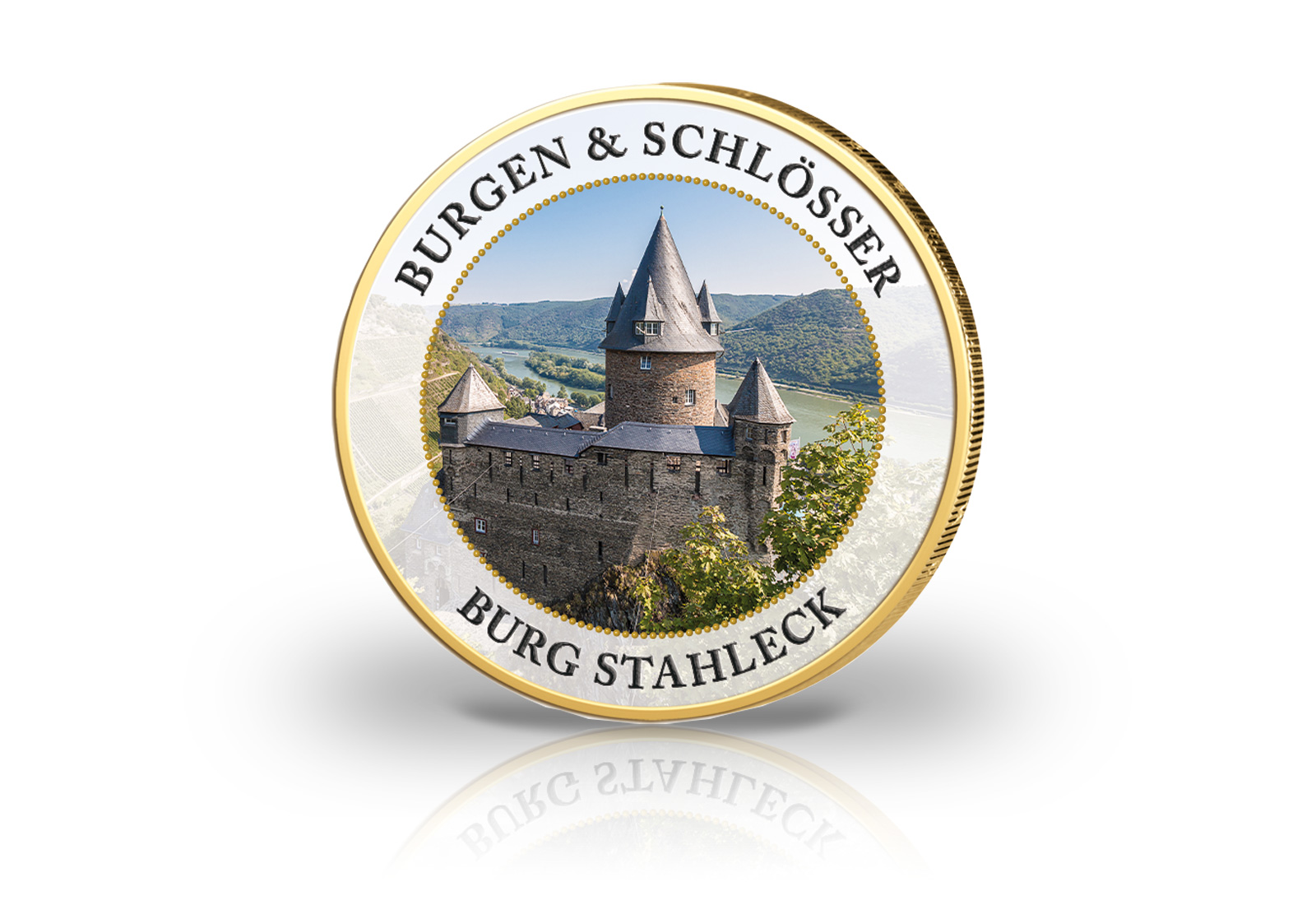 2 Euro Burgen und Schlösser Burg Stahleck mit 24 Karat Goldauflage und Farbappl.
