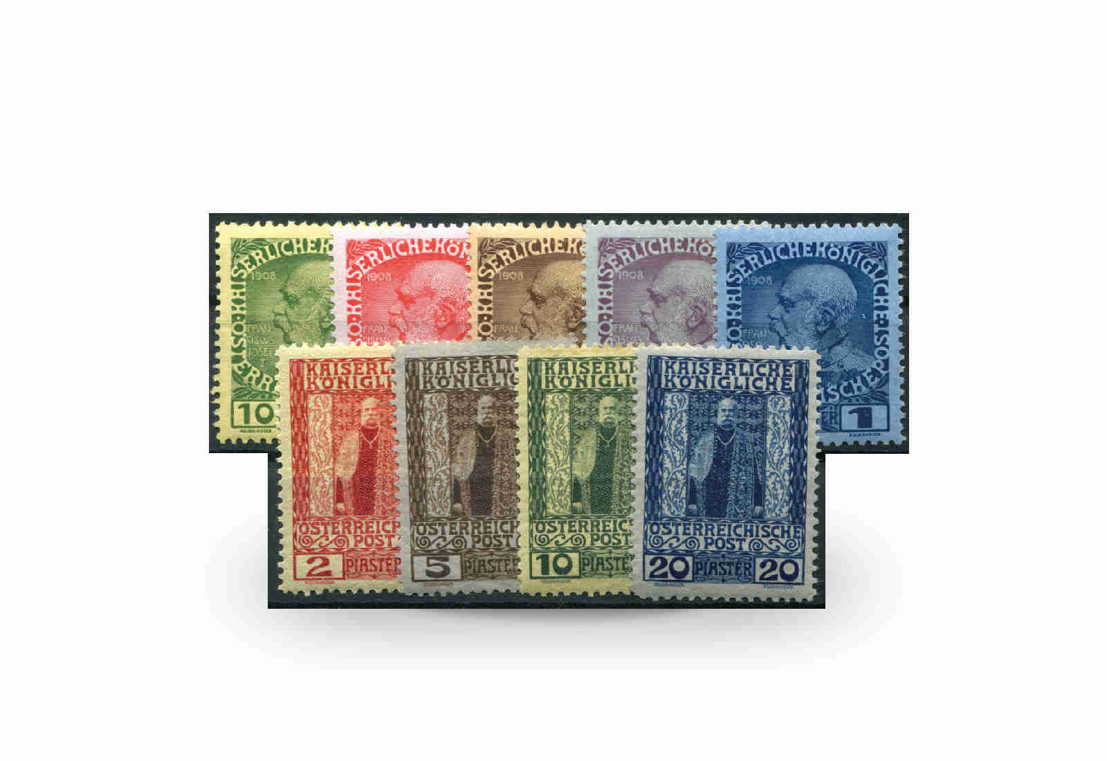 Briefmarken Österreich/Levante Regierungsjubiläum 1908 Michel-Nr. 53/61 postfrisch