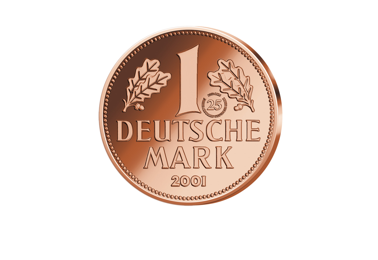 1 Deutsche Mark 2001 mit Privy Mark 25 Jahre Abschied - 1 oz Kupfer inkl. Zertifikat