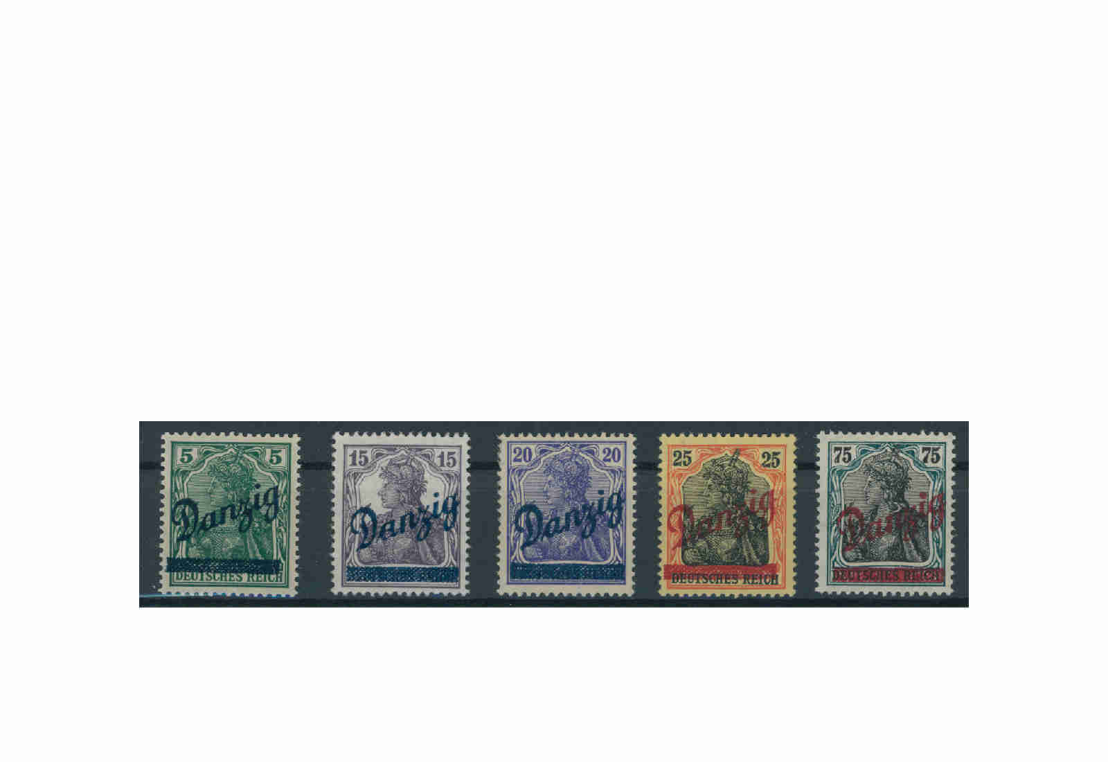 Briefmarken Deutsches Reich Einzelausgaben Danzig 1920-1939 Michel-Nr. 21-25 gestempelt