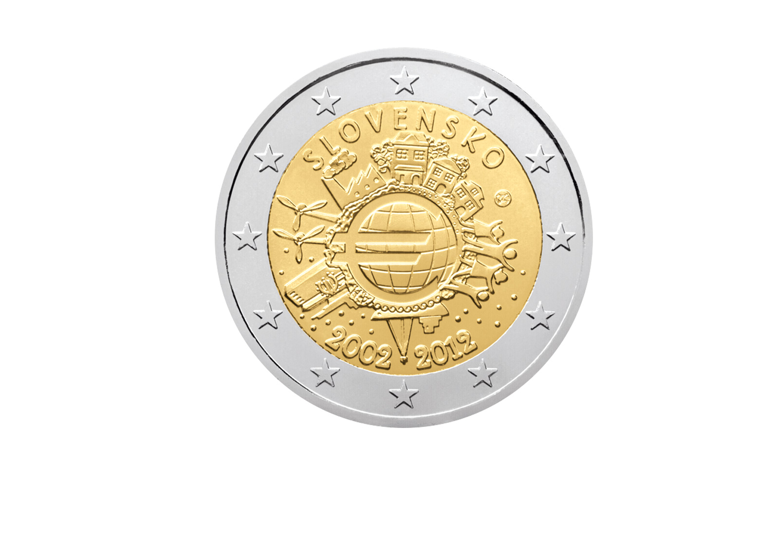 2 Euro 2012 Slowakei Gemeinschaftsausgabe 10 Jahre Bargeld bfr