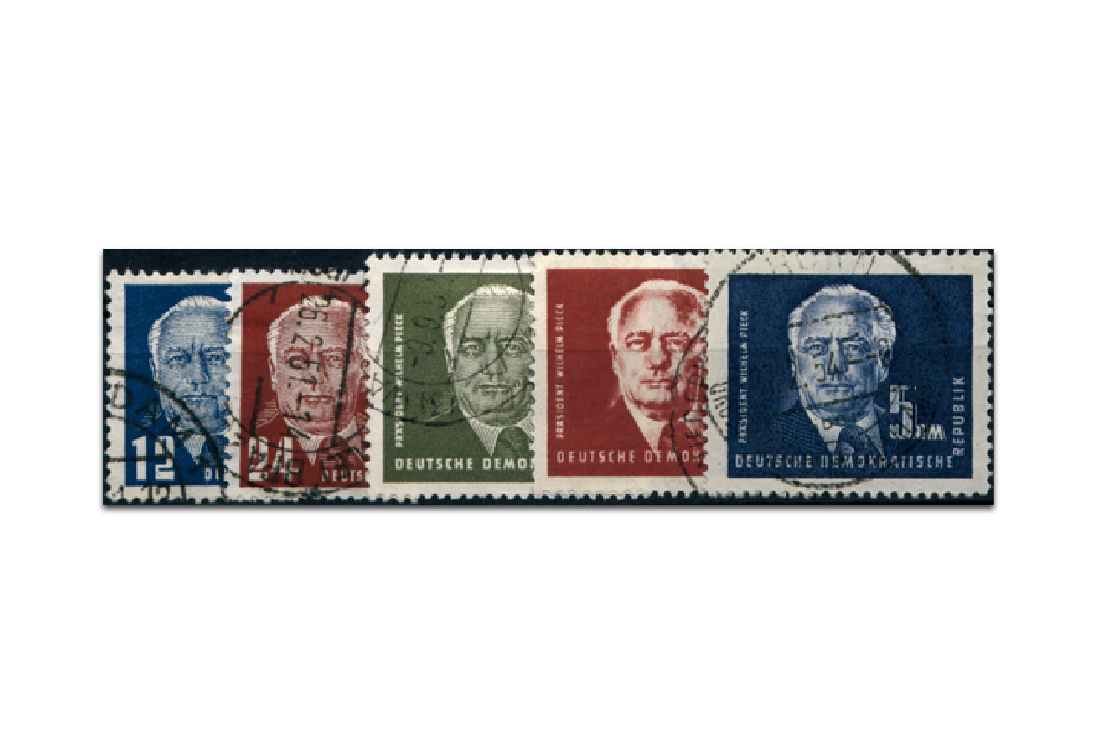 Briefmarken DDR Präsident Wilhelm Pieck (I) 1950 Michel-Nr. 251-255 gestempelt