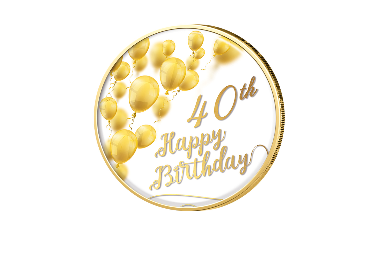 2 Euro vergoldet 40. Geburtstag mit Farbmotiv