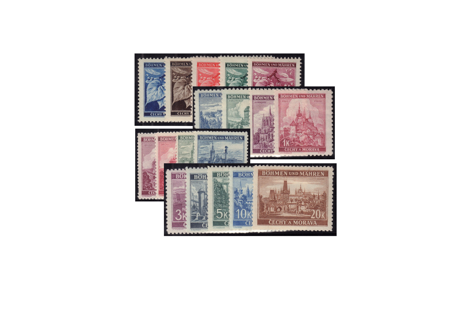 Briefmarken Böhmen und Mähren Michel Nr. 20 - 37 postfrisch