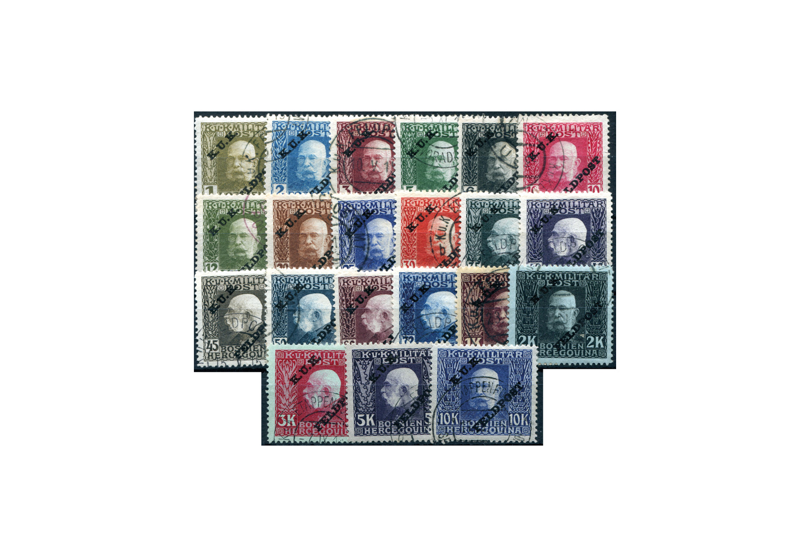 Österreich Feldpost 1915 Mi.Nr. 1-21 gest.