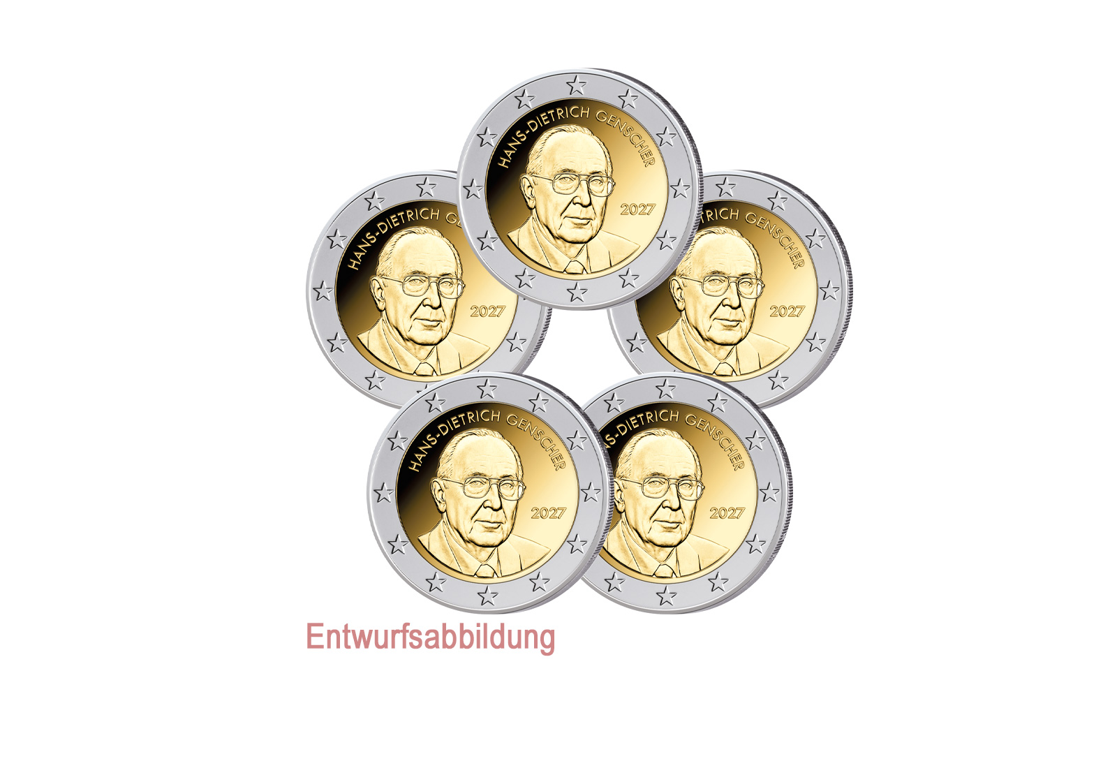 2 Euro 2027 Deutschland Hans-Dietrich Genscher Prägestätte A-J - Tauschpreis