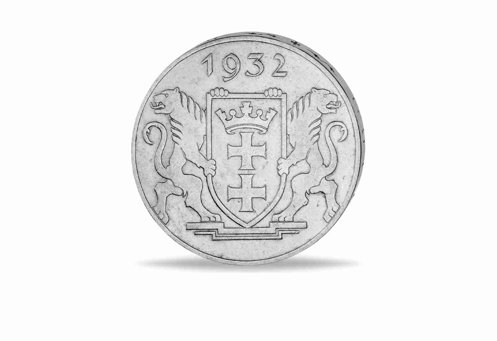 5 Gulden 1932 Danzig Wappen Krantor ss-vz Jaeger-Nr. D18