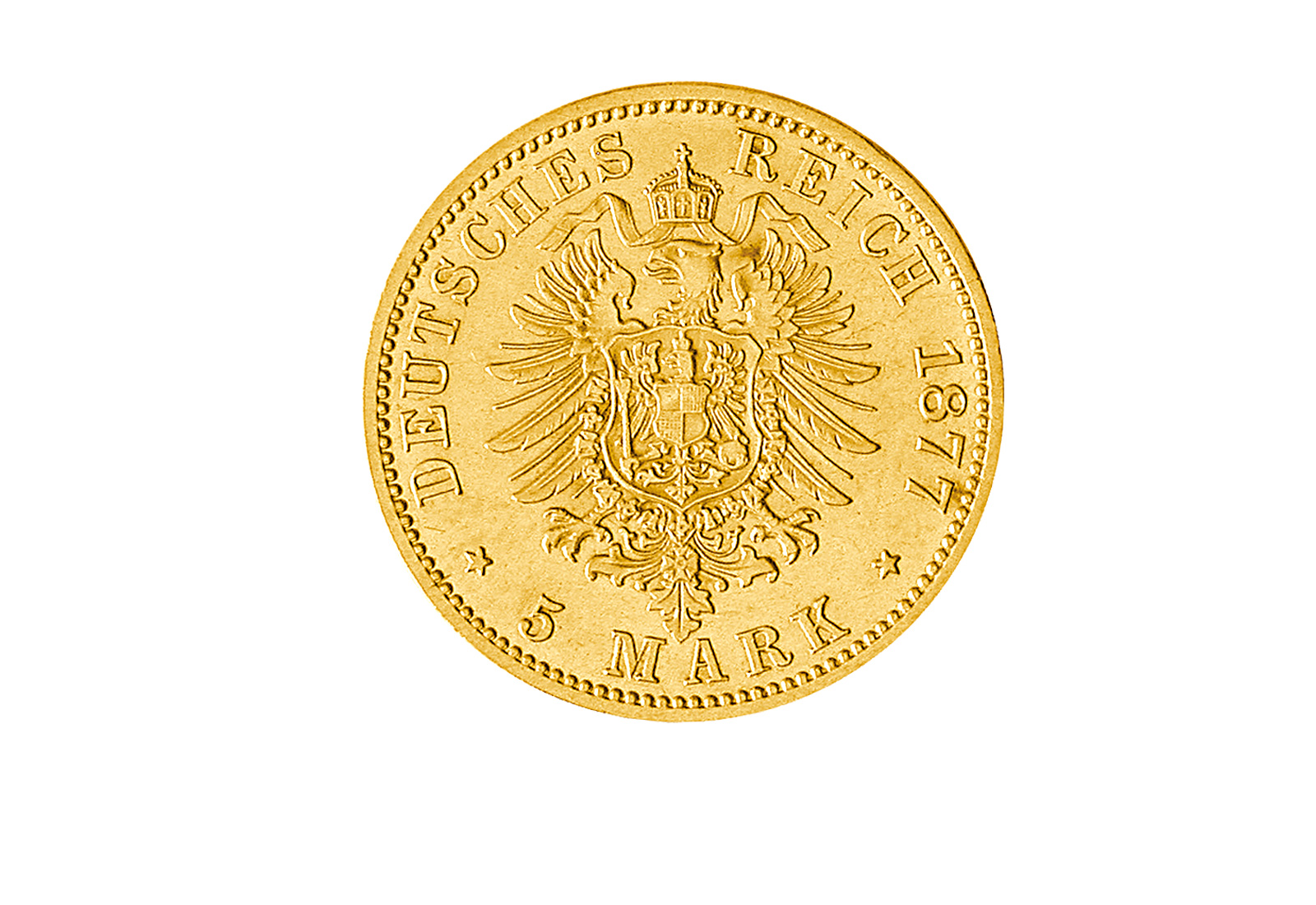 5 Mark Goldmünze 1877 Deutsches Kaiserreich Baden Großherzog Friedrich I. Jaeger-Nr. 185