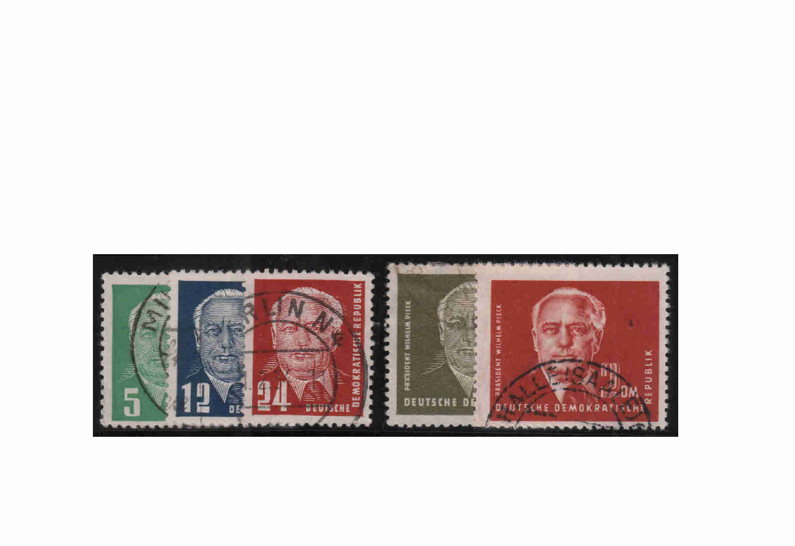 Briefmarken DDR Präsident Wilhelm Pieck (II) 1952 Michel-Nr. 322-326 gestempelt